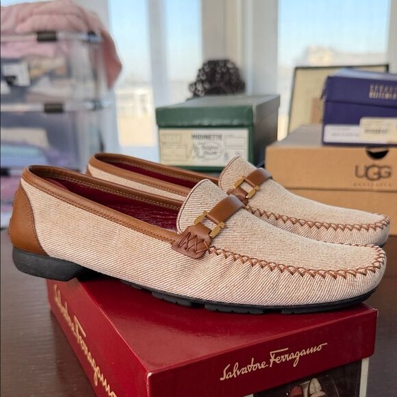 Salvatore Ferragamo Mens Velvet Slip On Loafers Size 8.5 Brown Salvatore Ferragamo Brown Suede Bit Loafers main image 4